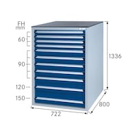 Drawer cabinet system 800 S with 11 drawers