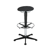 Swivel stool with foot rest ring and glide runners