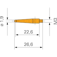 ORION gauge slide with steel ball 1.9 mm thread M3