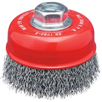 Wire cup brush with crimped wire