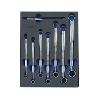 Hard foam insert equipped with tools, double ring wrench set