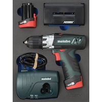Hard foam insert equipped with tools, cordless drill and accessories