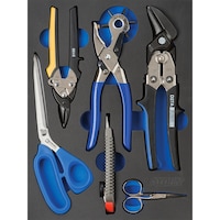 Hard foam insert equipped with tools, scissor/pliers/knife set