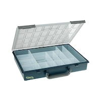 Assortment box with removable compartment inserts