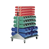 Trolley with easy-view storage bins made of polystyrene