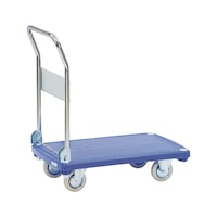 Plastic platform trolley with push handle, folding