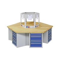 Group workbench, series VG, hexagonal with dual locking for cabinets
