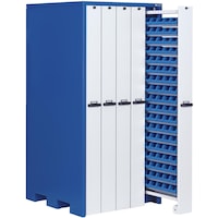 Vertical cabinets with easy-view storage bins, single row