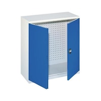 RasterPlan szerszámos szekrény perf. lem. ajtók, 1000x1000x410 mm RAL 7035/5010