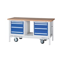 Workbench trolley with lowerable transport wheels, working height 840 mm