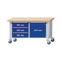 Cabinet workbench, series V 1500, wheeled
