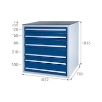 Drawer cabinet system 700 B with 5 drawers