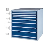 Drawer cabinet system 700 B with 9 SOFT-CLOSE drawers