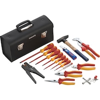 Leather tool bag with VDE tool assortment, 17 pieces
