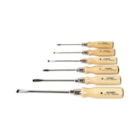 Screwdriver set with wooden handle, 6 pieces
