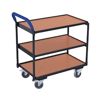 table trolley with 3 wooden loading surfaces