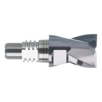 Solid carbide end mill for interchangeable head system