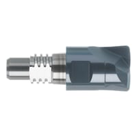 Solid carbide high-feed milling cutter for interchangeable head system