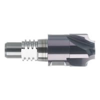 Solid carbide quarter circle milling cutter for interchangeable head system