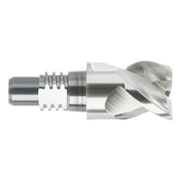Solid carbide HPC end mill for interchangeable head system