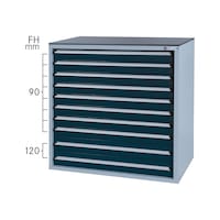 Drawer cabinet system 550 B with 10 drawers