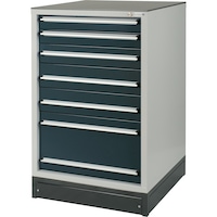 Drawer cabinet system 700 S with 6 drawers, with fork lift-compatible base