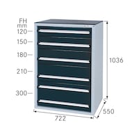 Drawer cabinet system 550 S with 5 SOFT-CLOSE drawers