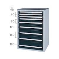 Drawer cabinet system 550 S with 9 drawers