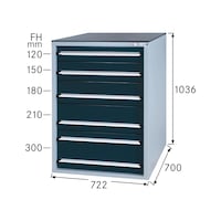 Drawer cabinet system 700 S with 5 drawers