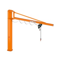 Pillar slewing crane with electric chain hoist