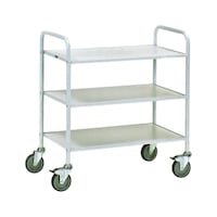 Office trolley 4882 load area 800x500 mm—grey—150 kg, with 3 shelves