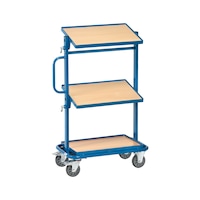 Serving trolley 32911 w.shelves load area 600x400mm 200kg w.inclinable fl.panels