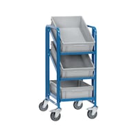 Shelf trolley with 3 tilting load areas