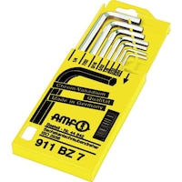 AMF L-shaped hex key set, 7 pieces, 5/64-1/4 inch in key box