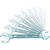 Double open-end wrench set, 11 pieces, in inches