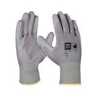 fine-knit glove, grey, size 7, coated with polyurethane