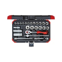 GEDORE RED socket wrench set 3/8 inch 26 pieces, hexagon