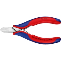 KNIPEX electronics side-cutters, 115 mm, round head with chamfer and wire clamp