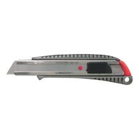 Utility knife with metal housing and slide