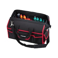 Textile tool bag with reinforced bag base