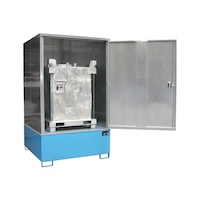 Hazardous materials cabinet for IBC containers