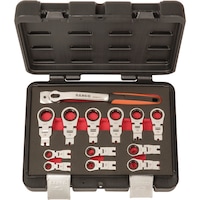 BAHCO ratchet box wrench set, 12 pieces, with jointed head