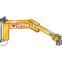 Wall-mounted swivelling crane boy (BW) – with chain hoist with foot-pull fastening