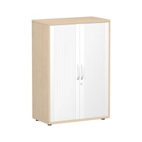Lateral roller shutter cabinet with support feet