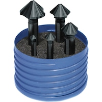 HSS 90° conical countersink set, three flutes, extremely uneven pitch