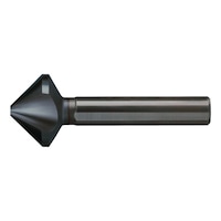 HSS 90° conical countersink, triple-fluted, extremely uneven pitch with 3-surface shaft