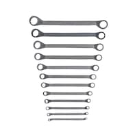 Double ring wrench sets 8 or 12&nbsp;pieces (DIN 838) with special surface