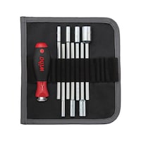 Hexagon socket wrench set with interchangeable blades and telescopic handle