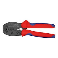 Lever action crimping pliers with 2-component grip covers