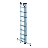 Aluminium multi-purpose ladder with rungs, 3 pieces, wall castors